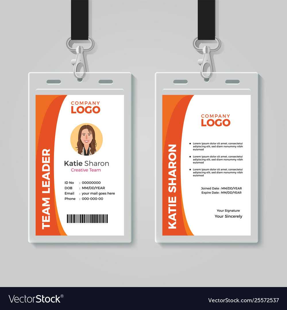 Orange And White Corporate Id Card Template With Sample Of Id Card Template