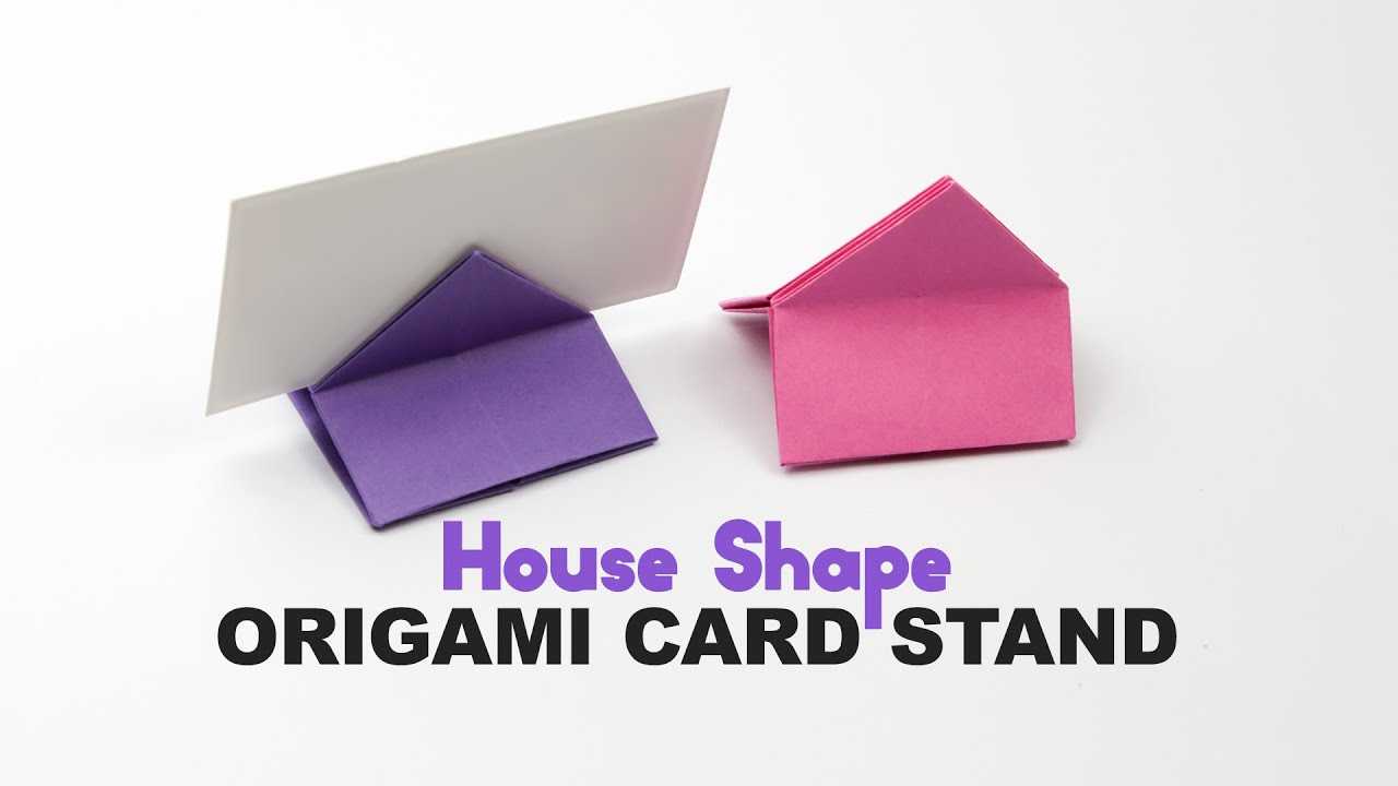 Origami Square / House Shaped Card Stand Tutorial – Diy – Paper Kawaii Within Card Stand Template