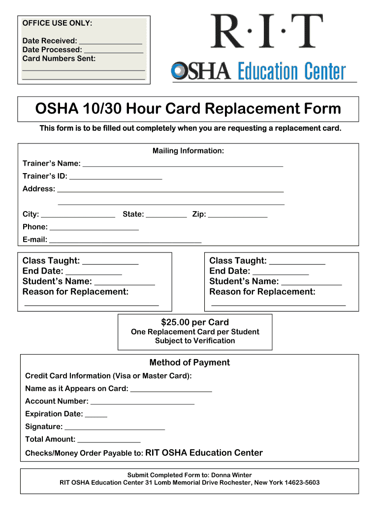 Osha 30 Card Template - Fill Online, Printable, Fillable With Regard To Osha 10 Card Template