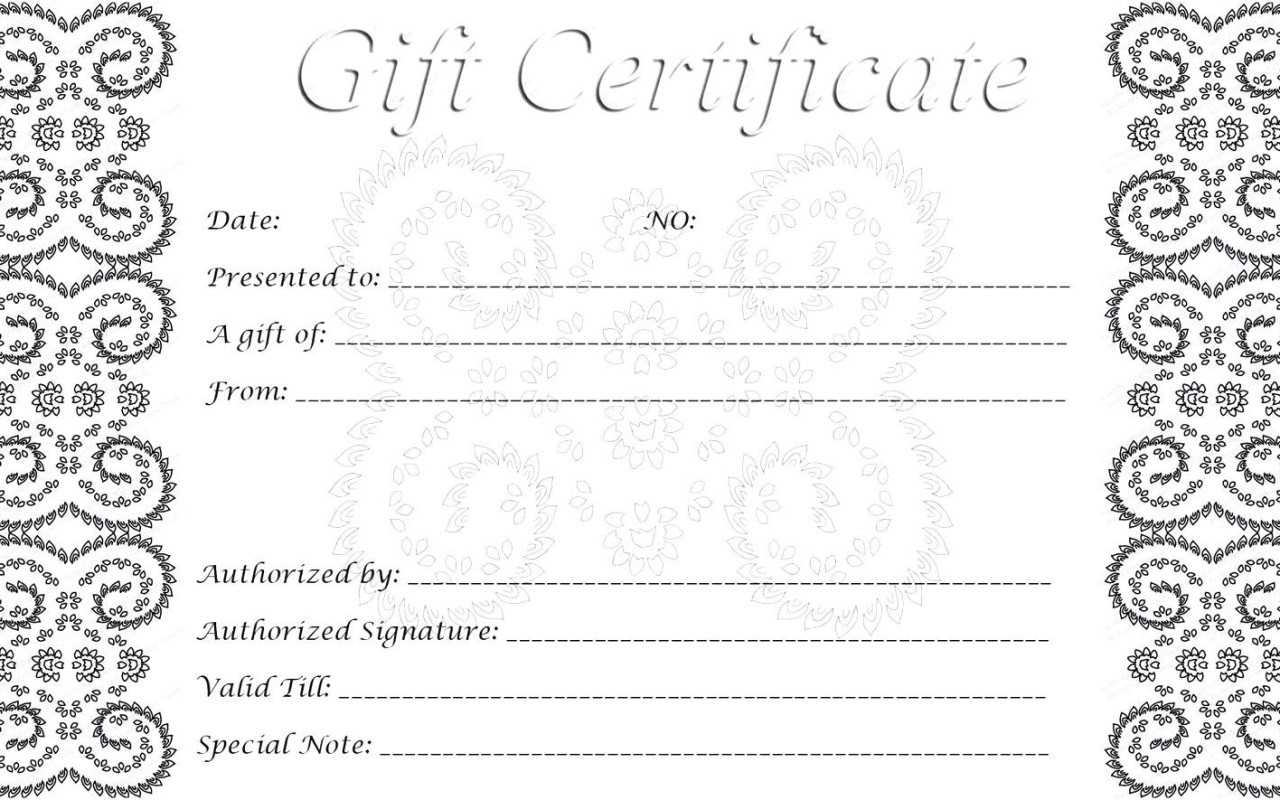 Pages Gift Certificate Template Free Download | Examples Of Inside Black And White Gift Certificate Template Free