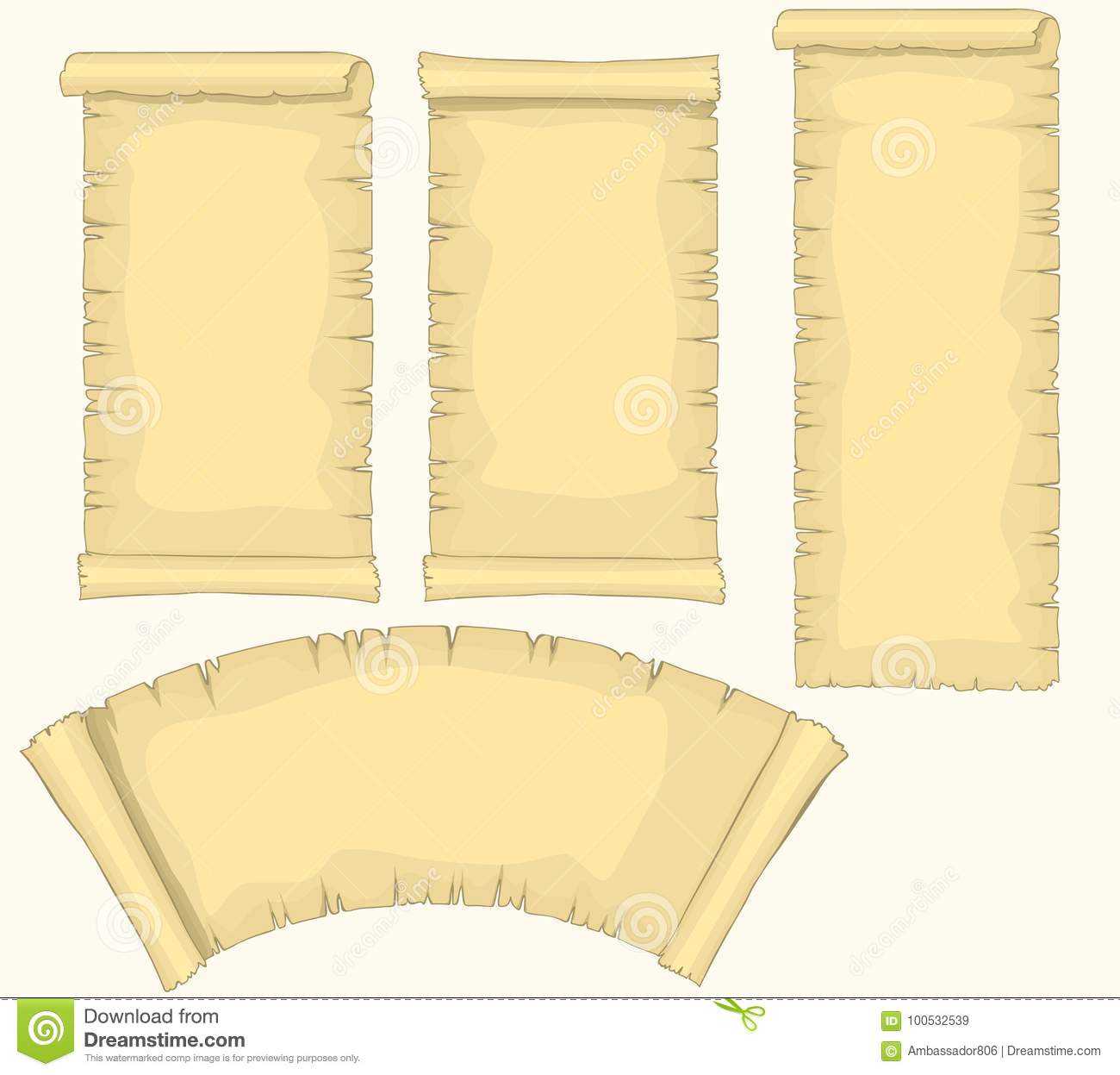Papyrus Scrolls Set, Aged Blank Paper Scroll, Medieval For Certificate Scroll Template