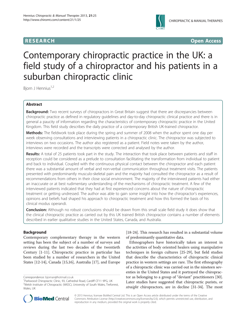 Pdf) Contemporary Chiropractic Practice In The Uk: A Field With Regard To Chiropractic Travel Card Template