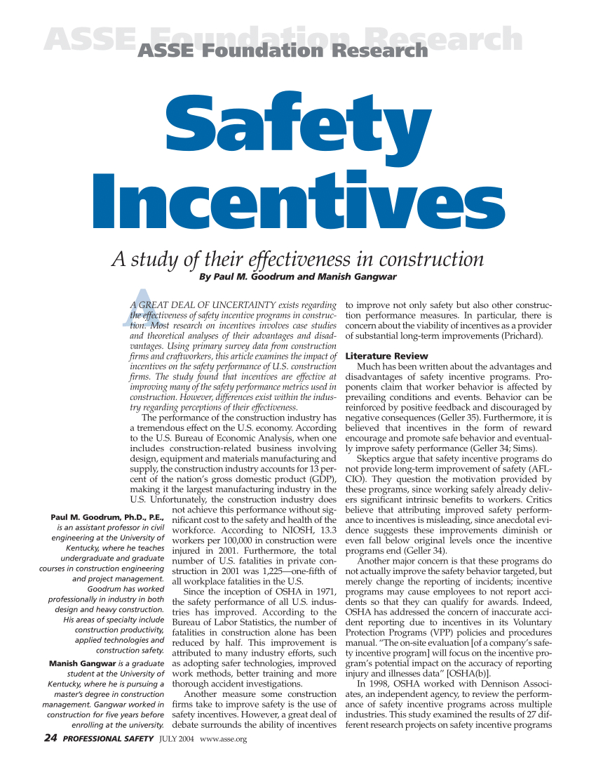 Pdf) Safety Incentives A Study Of Their Effectiveness In Within Safety Recognition Certificate Template
