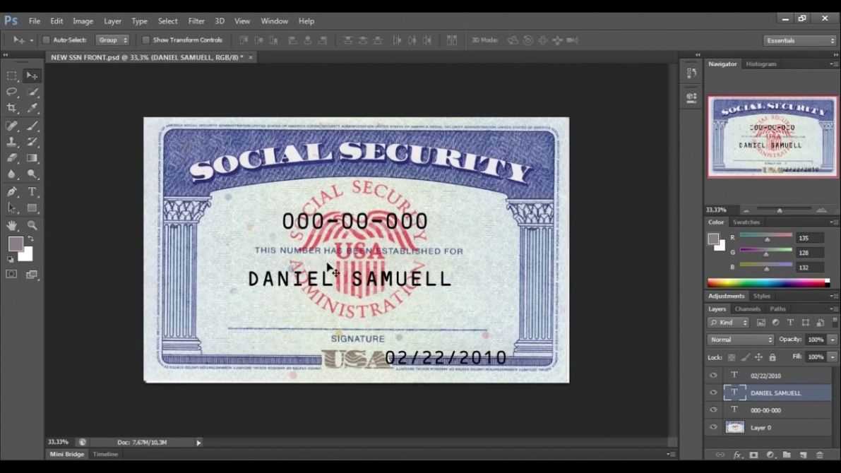 Pdf Social Security Card Template With Social Security Card Template Photoshop