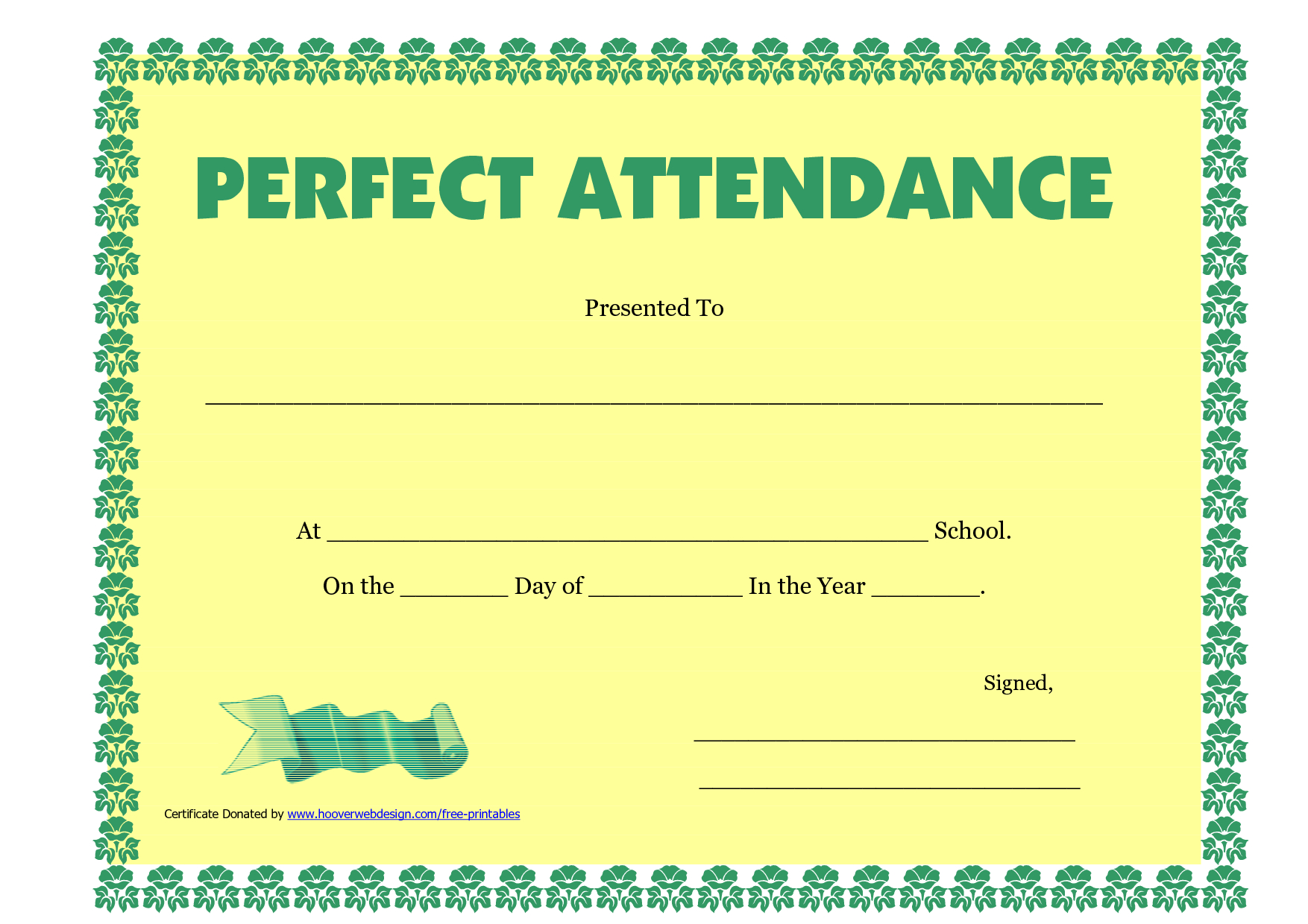 Perfect Attendance Award Clipart Regarding Perfect Attendance Certificate Template