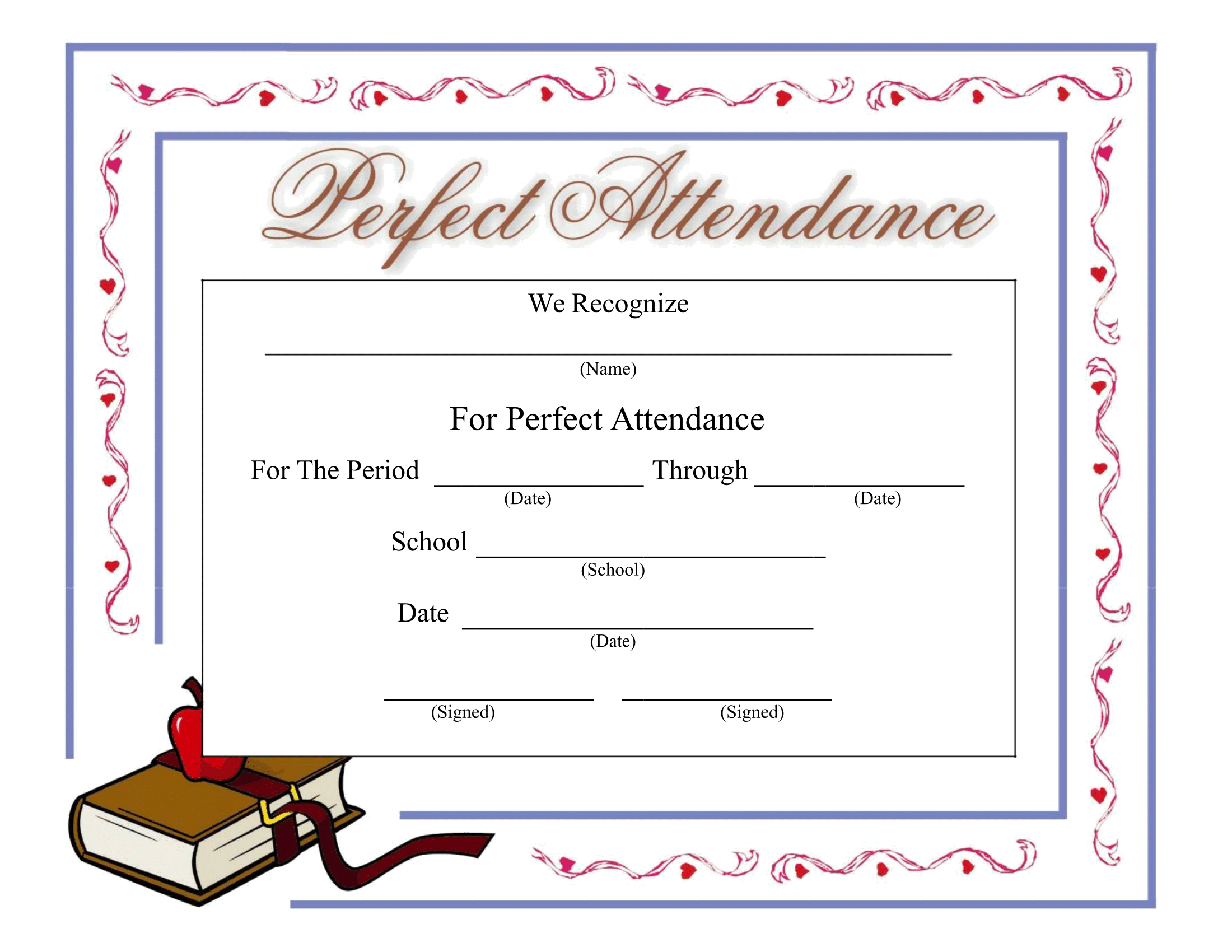 Perfect Attendance Certificate - Download A Free Template For Perfect Attendance Certificate Template