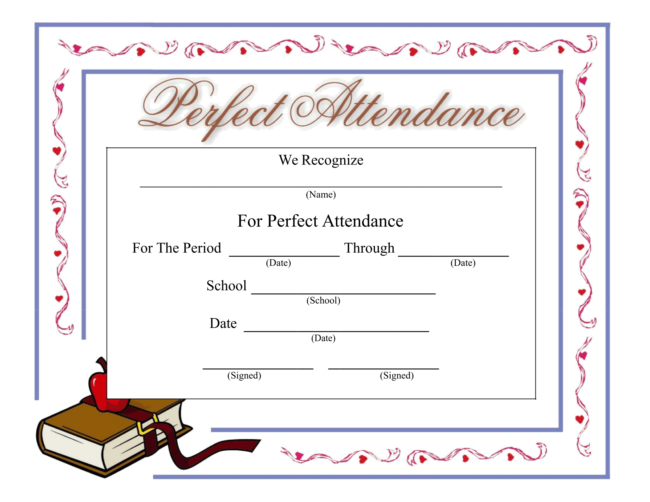 Perfect Attendance Certificate – Download A Free Template For Perfect Attendance Certificate Template