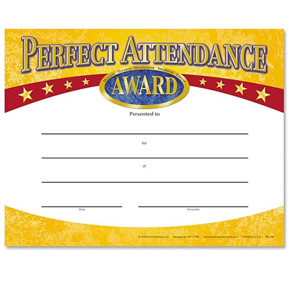 Perfect Attendance Yellow Gold Foil Stamped Certificates Inside Perfect Attendance Certificate Free Template