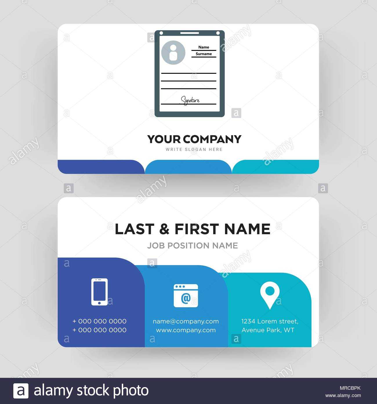 Personal Details, Business Card Design Template, Visiting Inside Personal Identification Card Template