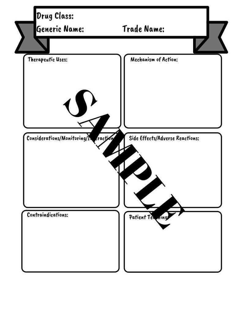 Pharmacology Blank Study Template For Pharmacology Drug Card Template