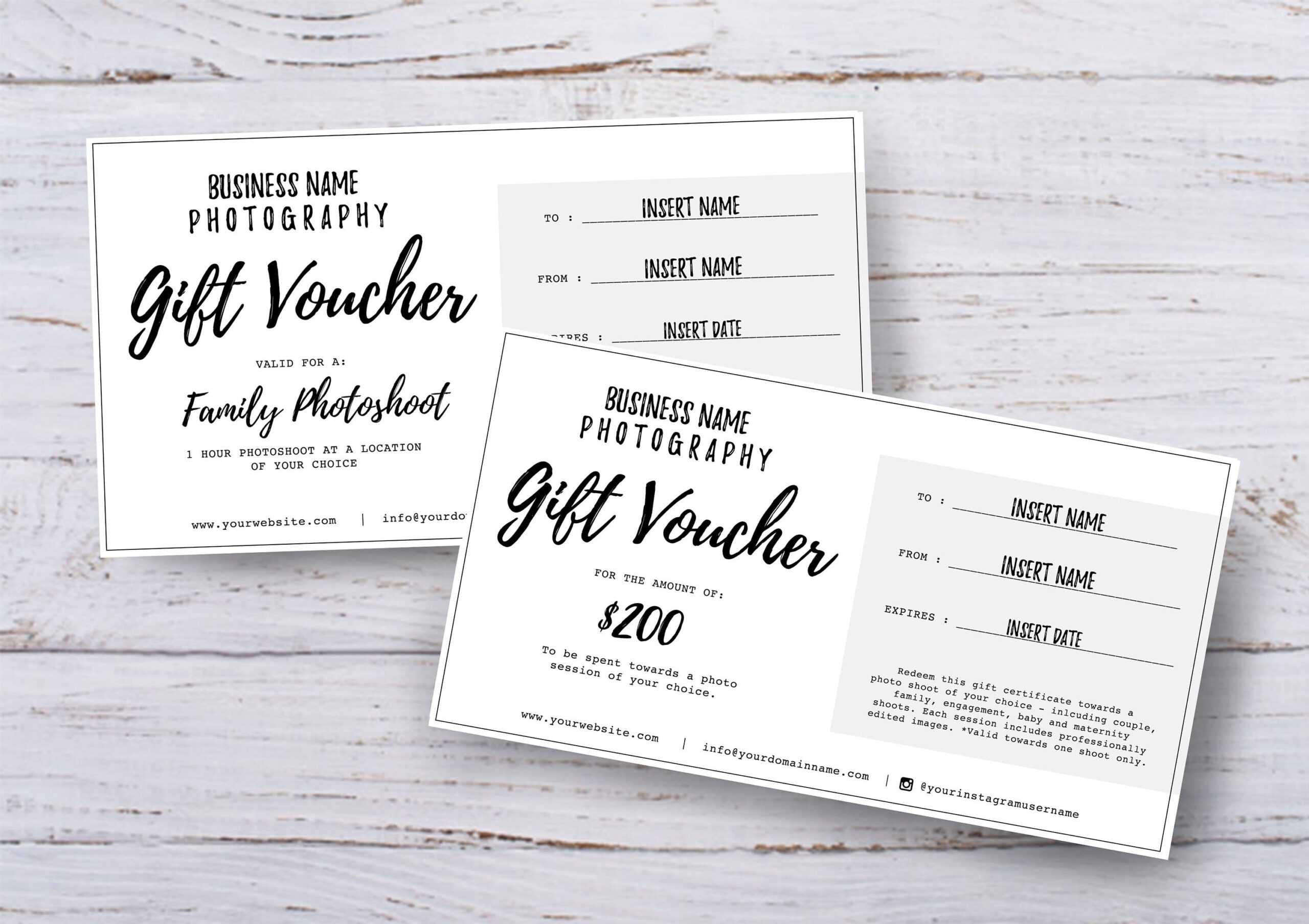 Photography Gift Voucher Certificate Template Psd For Photoshop X 2 In Photoshoot Gift Certificate Template