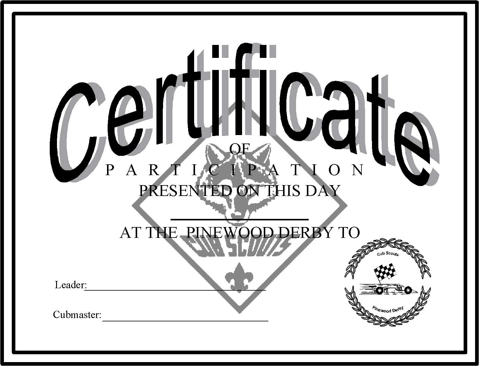 Pinewood Derby Certificates – The Idea Door Within Pinewood Derby Certificate Template