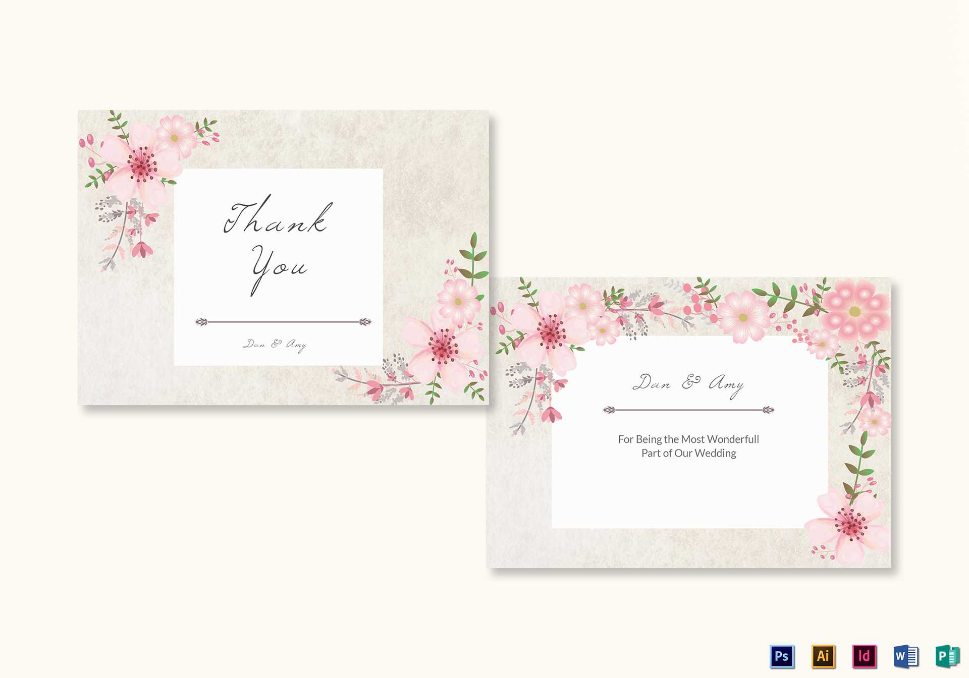 Pink Floral Thank You Card Template Intended For Thank You Card Template Word