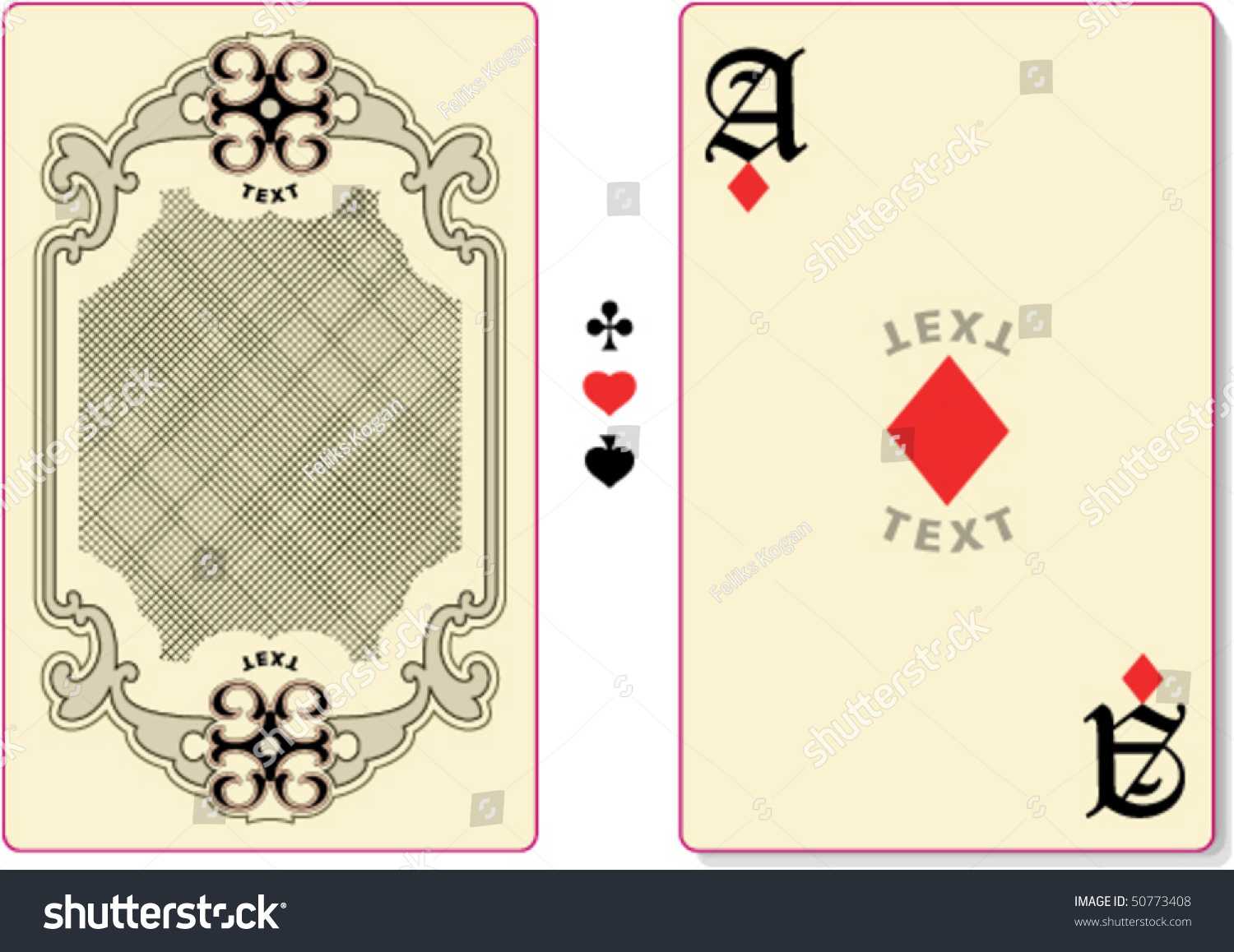Playing Card Back Template Custom Text Stock Vector (Royalty In Custom Playing Card Template