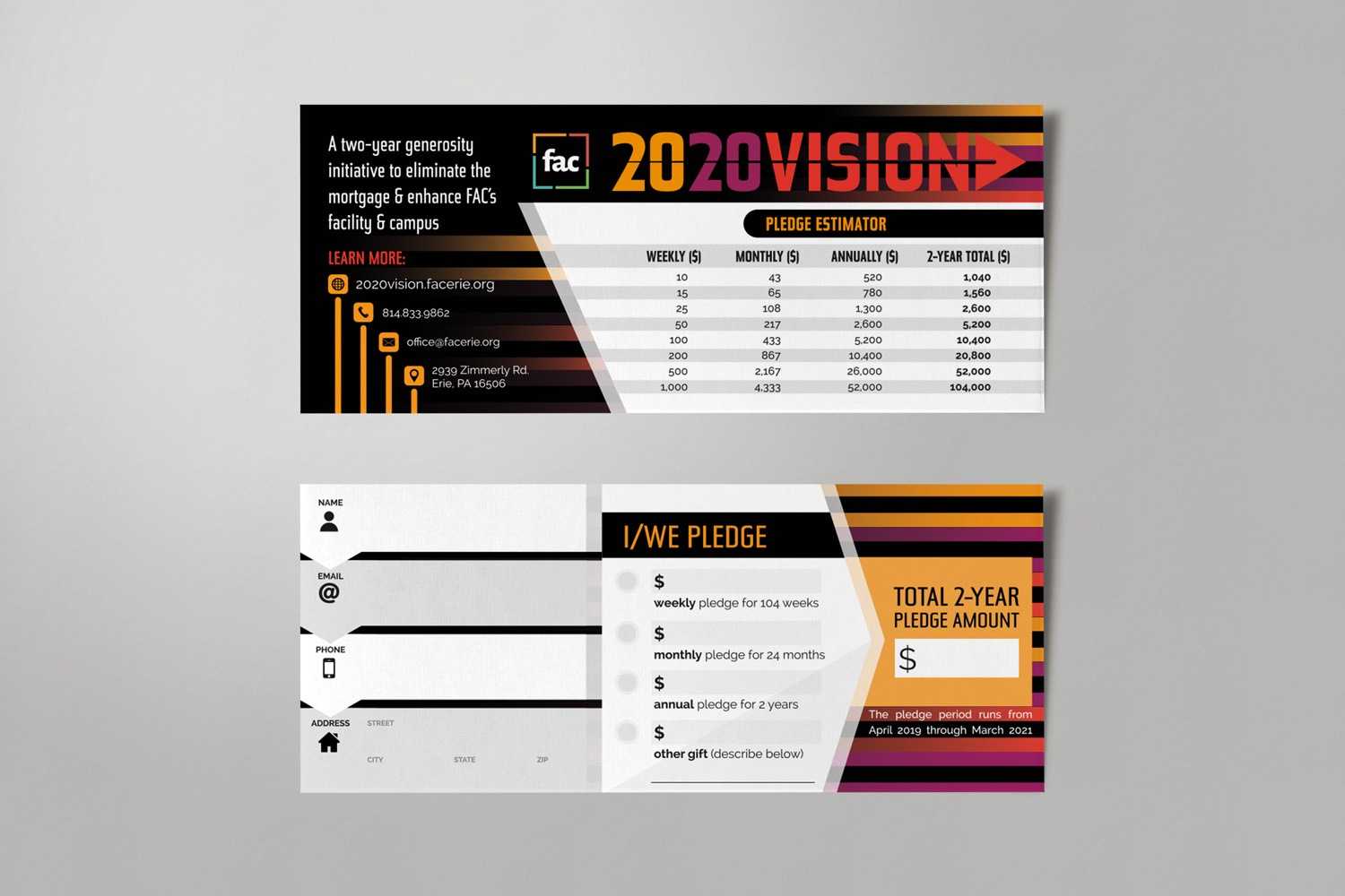 Pledge Cards & Commitment Cards | Church Campaign Design With Pledge Card Template For Church