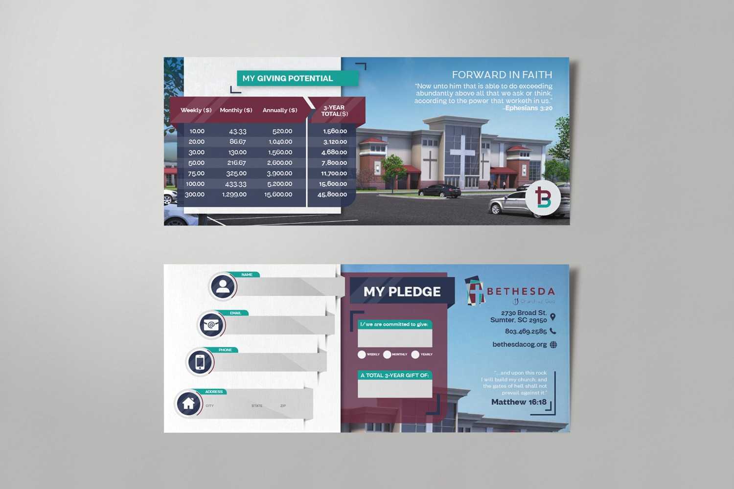 Pledge Cards & Commitment Cards | Church Campaign Design With Regard To Pledge Card Template For Church