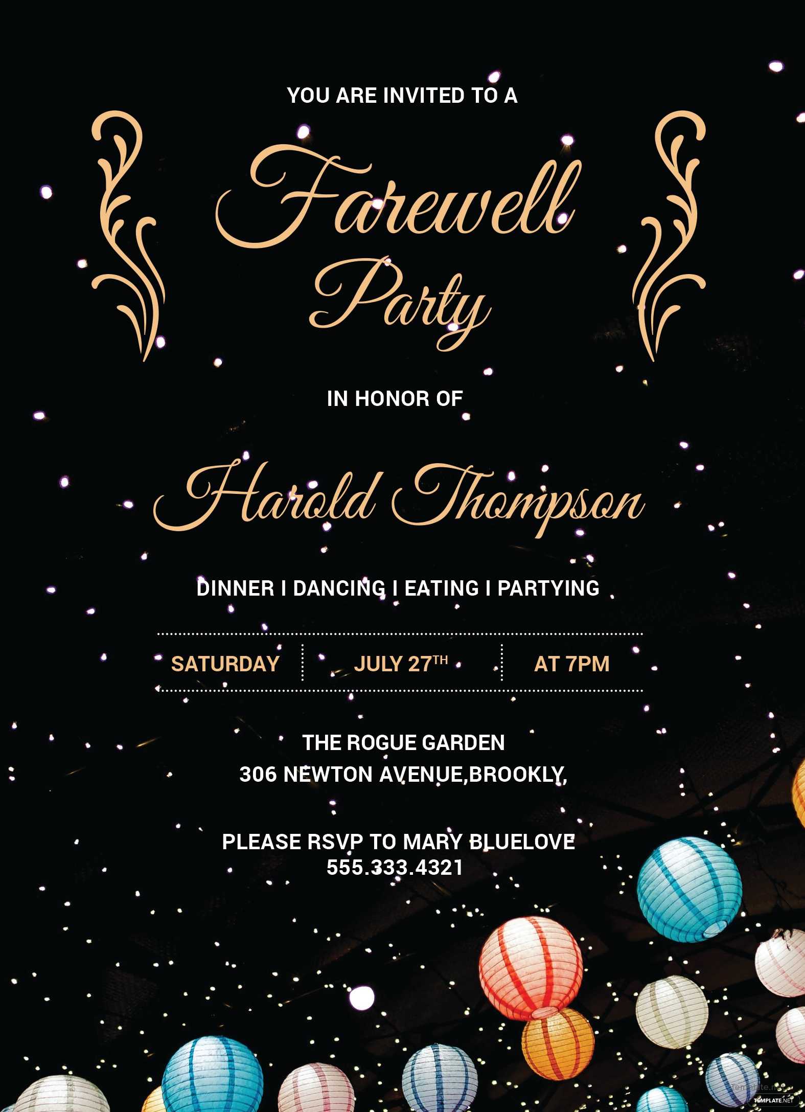 Pool Party Invitation Card Template With Regard To Farewell Invitation Card Template