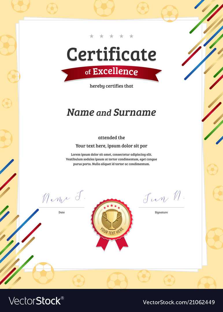 Portrait Certificate Template In Football Sport Inside Football Certificate Template