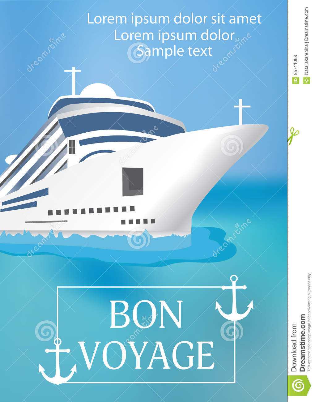 Poster Template Cruise Ship With «Bon Voyage» Headline Intended For Bon Voyage Card Template