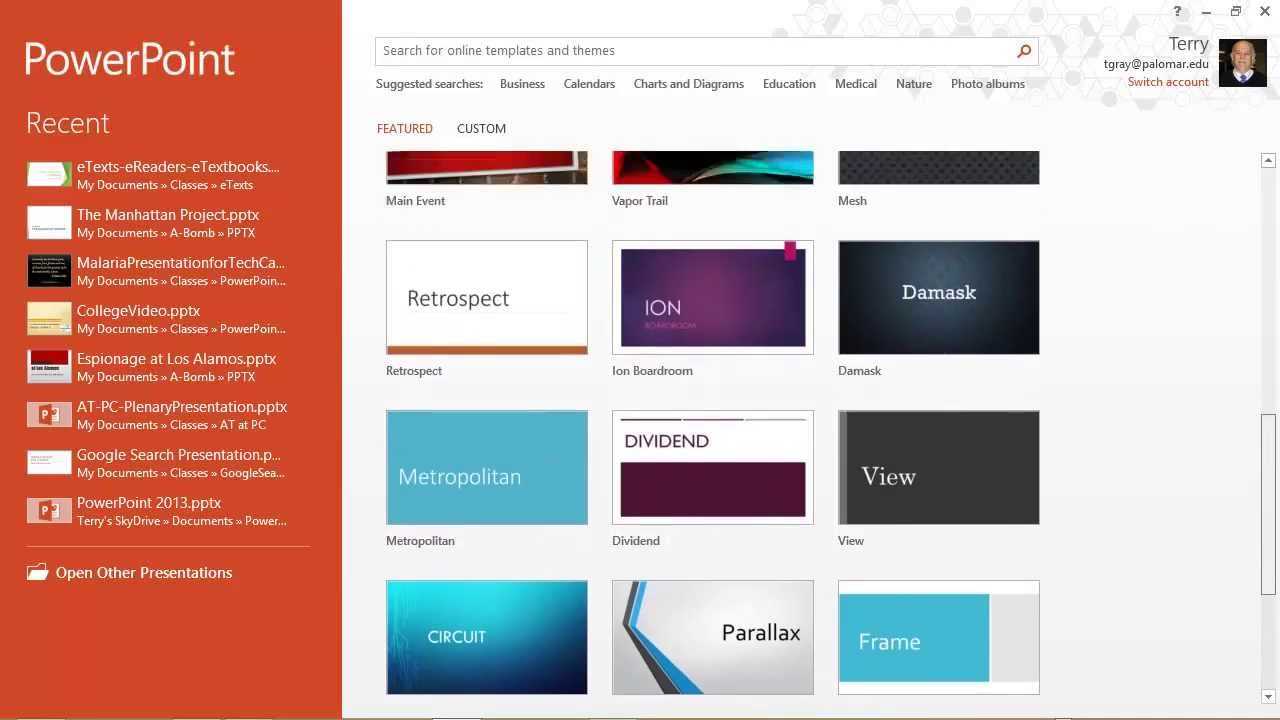 Powerpoint 2013: Templates, Themes & The Start Screen With Powerpoint 2013 Template Location