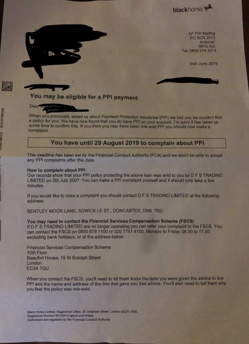 Ppi Letter From Blackhorse – Payment Protection Insurance With Ppi Claim Letter Template For Credit Card