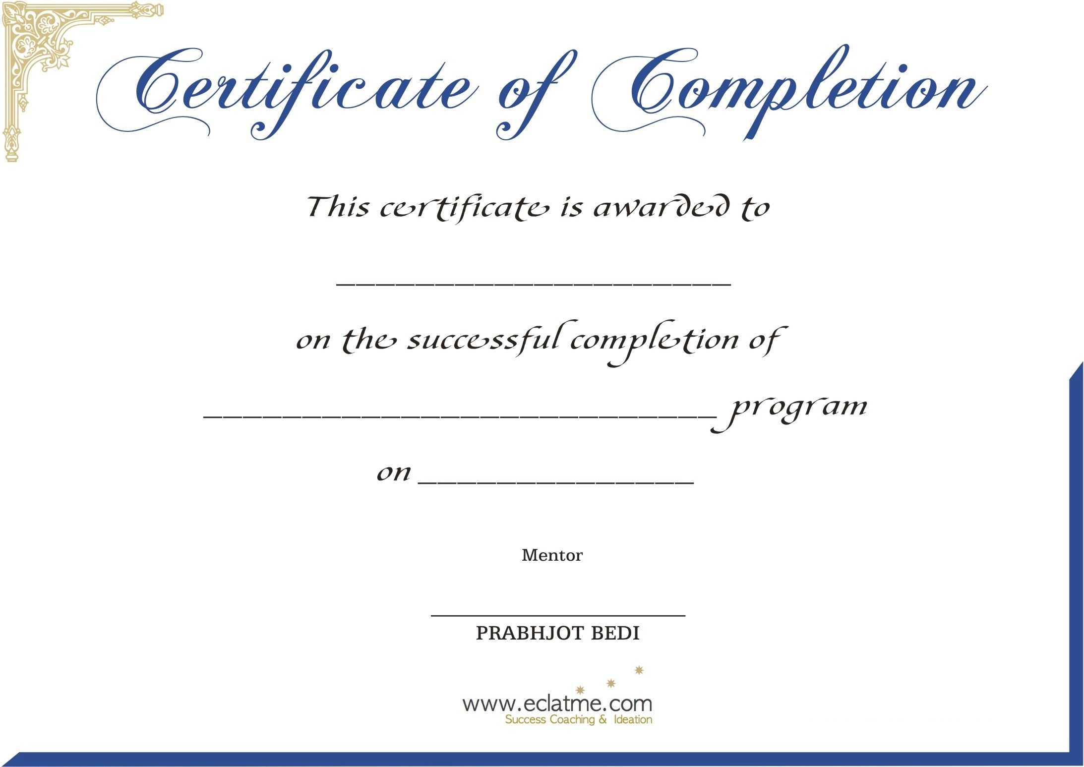 Premium Blank Certificate Of Completion Flyers : V M D For Certificate Of Completion Template Free Printable