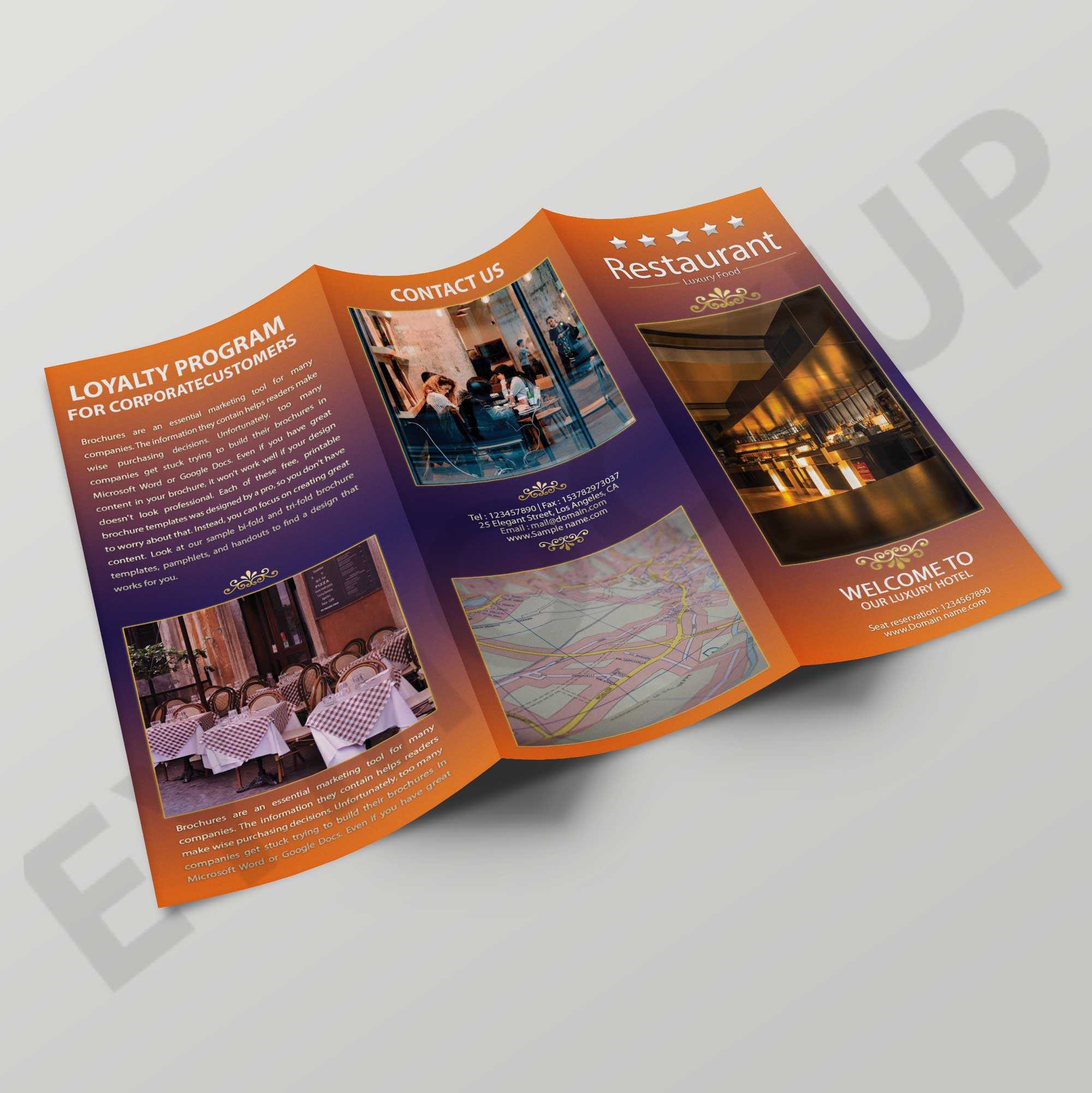 Premium Hotel Tri Fold Brochure Template Throughout Hotel Brochure Design Templates