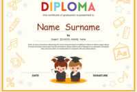 Preschool Kids Diploma Certificate Template intended for Preschool Graduation Certificate Template Free