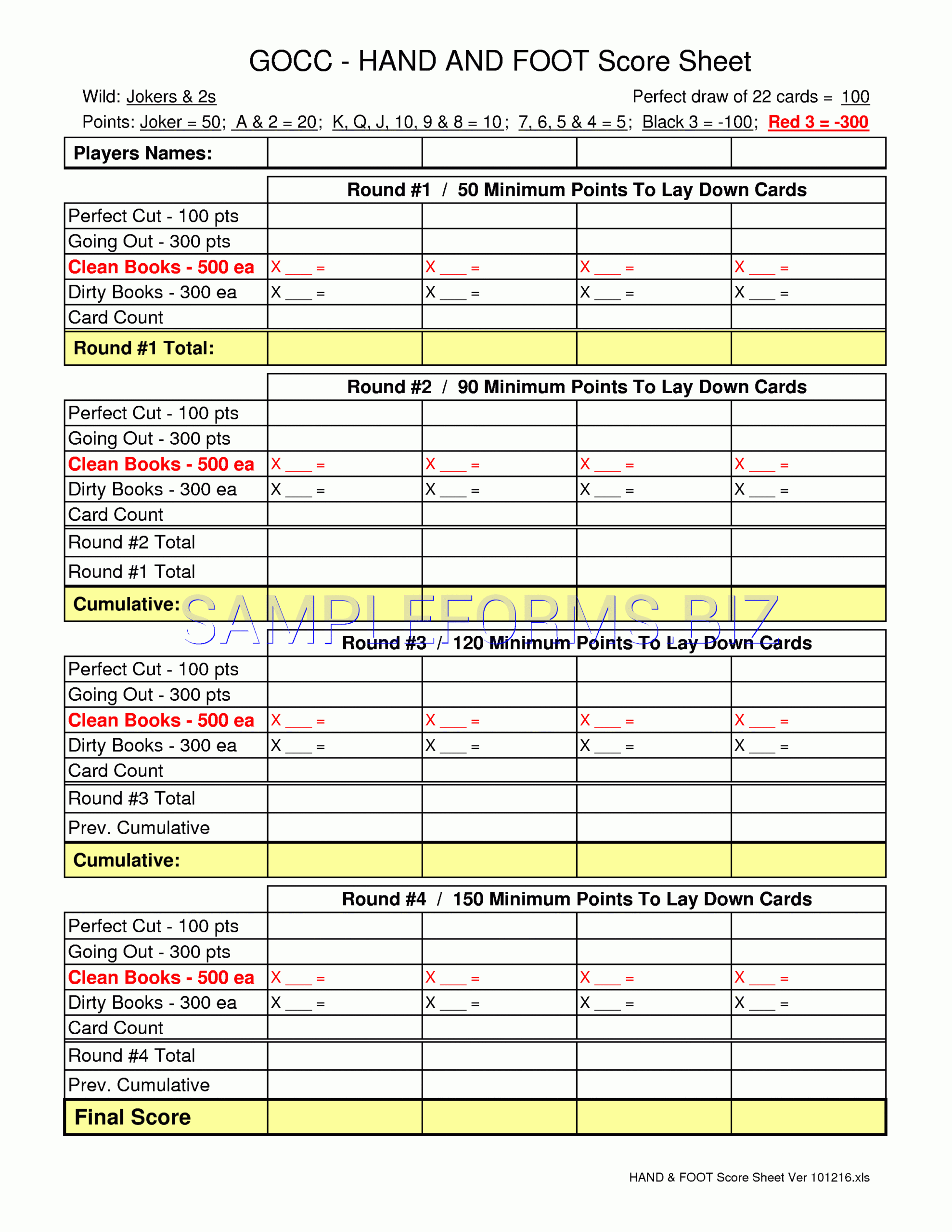 Preview Pdf Hand & Foot Score Sheet 2, 1 For Bridge Score Card Template