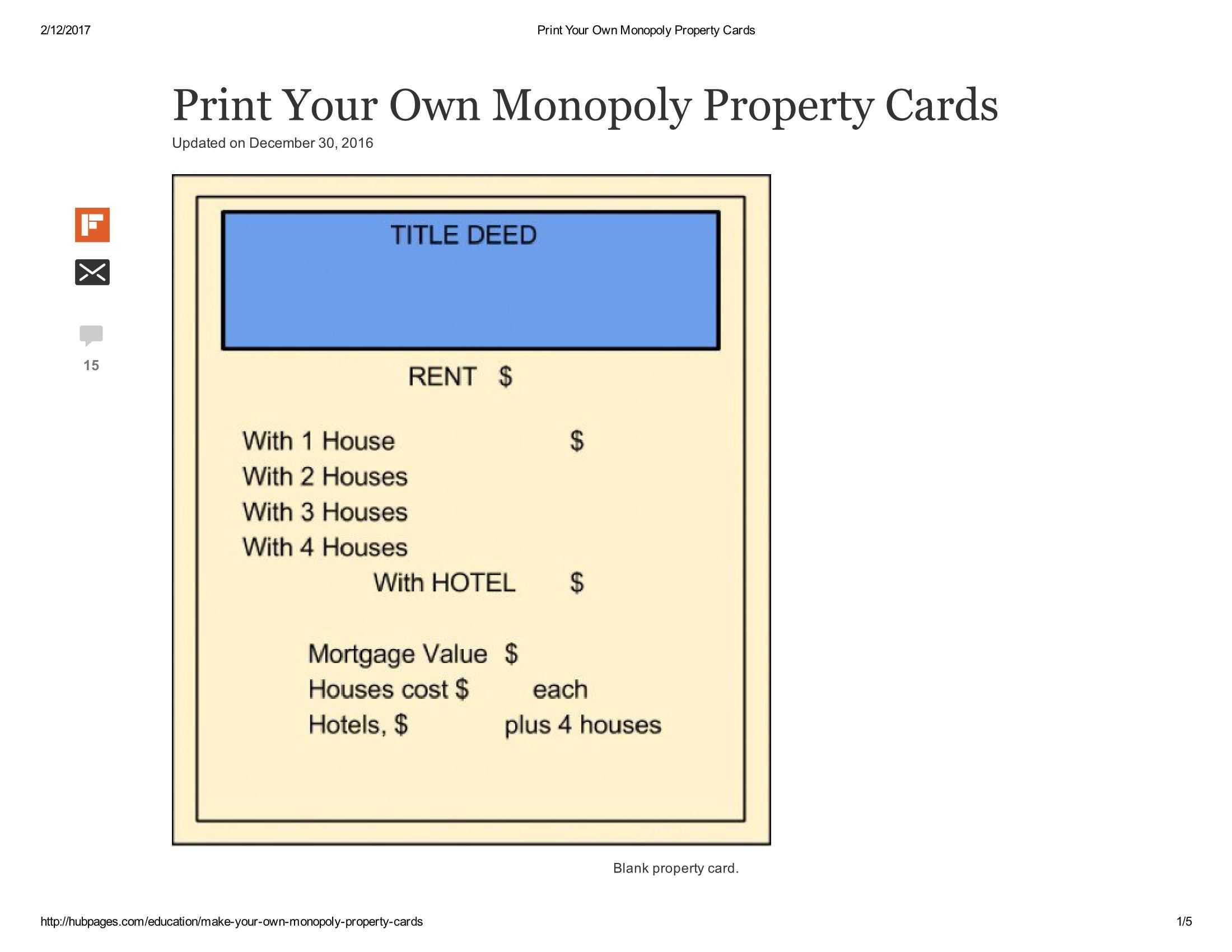 Print Your Own Monopoly Property Cards Document Pages 1 - 5 Pertaining To Monopoly Property Card Template