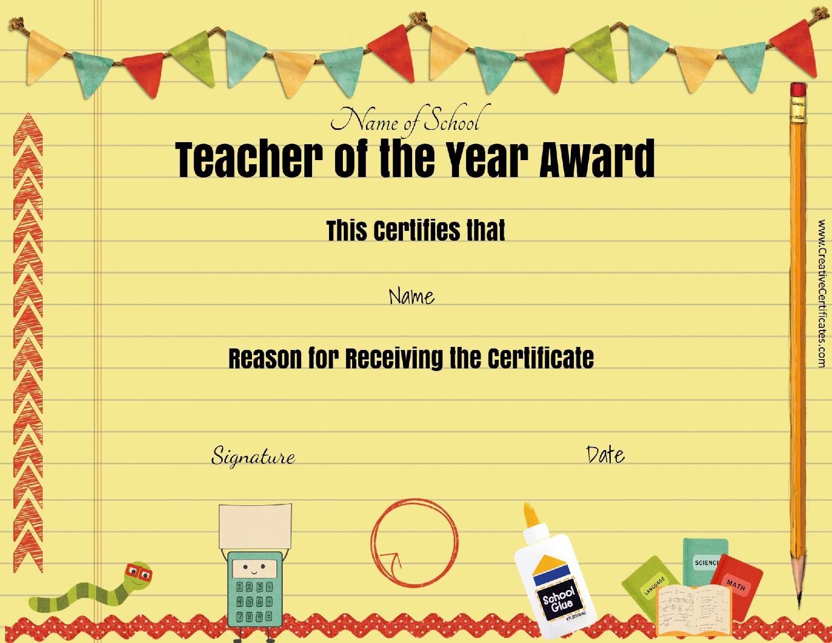 Printable Certificates For Teachers Best Teacher Awards Within Teacher Of The Month Certificate Template