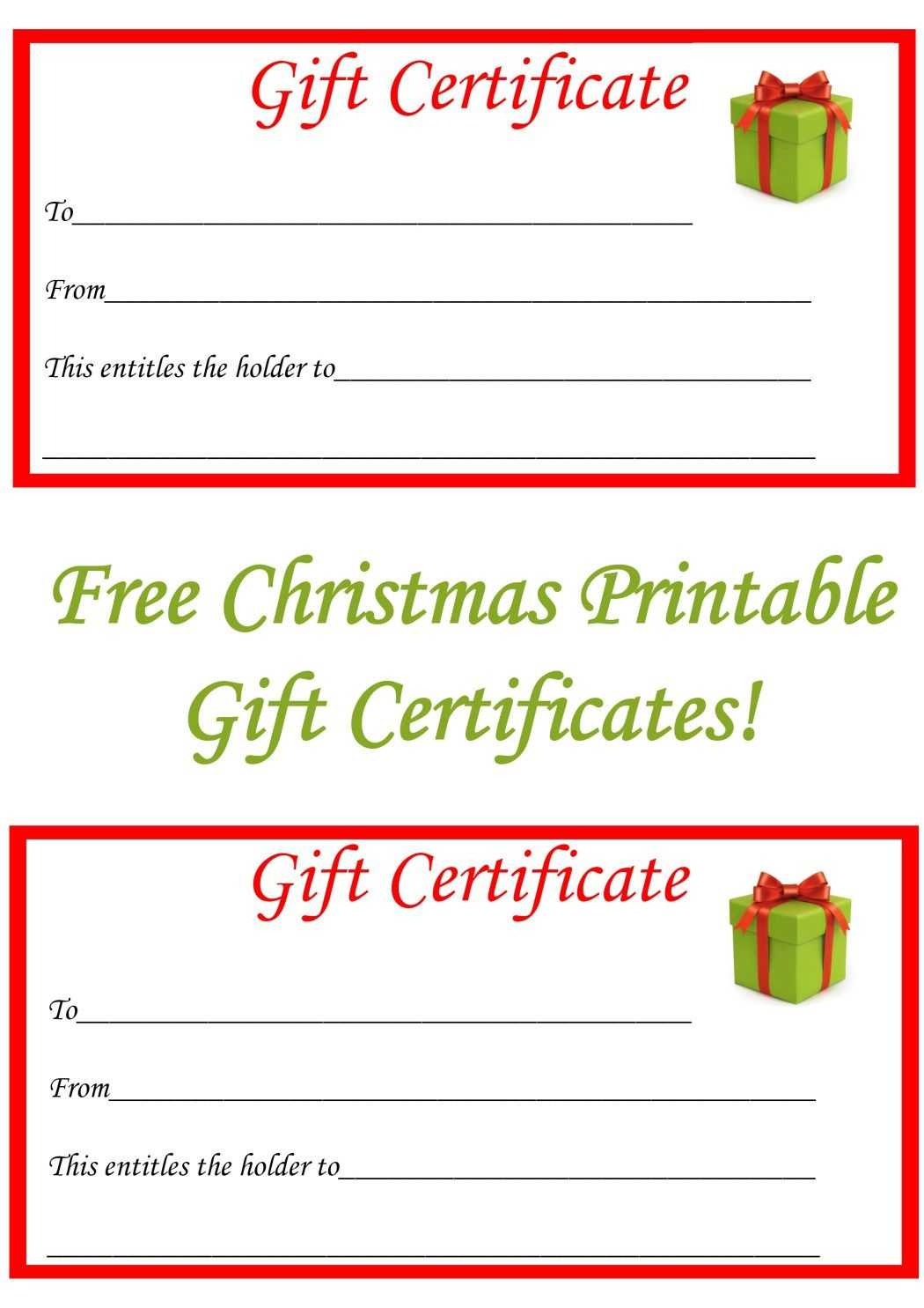 Printable Christmas Gift Certificate Template For Merry Christmas Gift Certificate Templates
