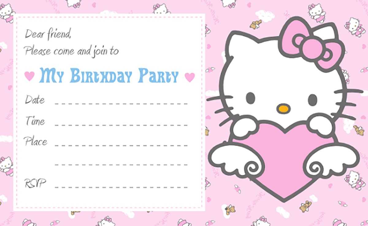 Printable Hello Kitty Birthday Party Invitation Card With Regard To Hello Kitty Birthday Card Template Free
