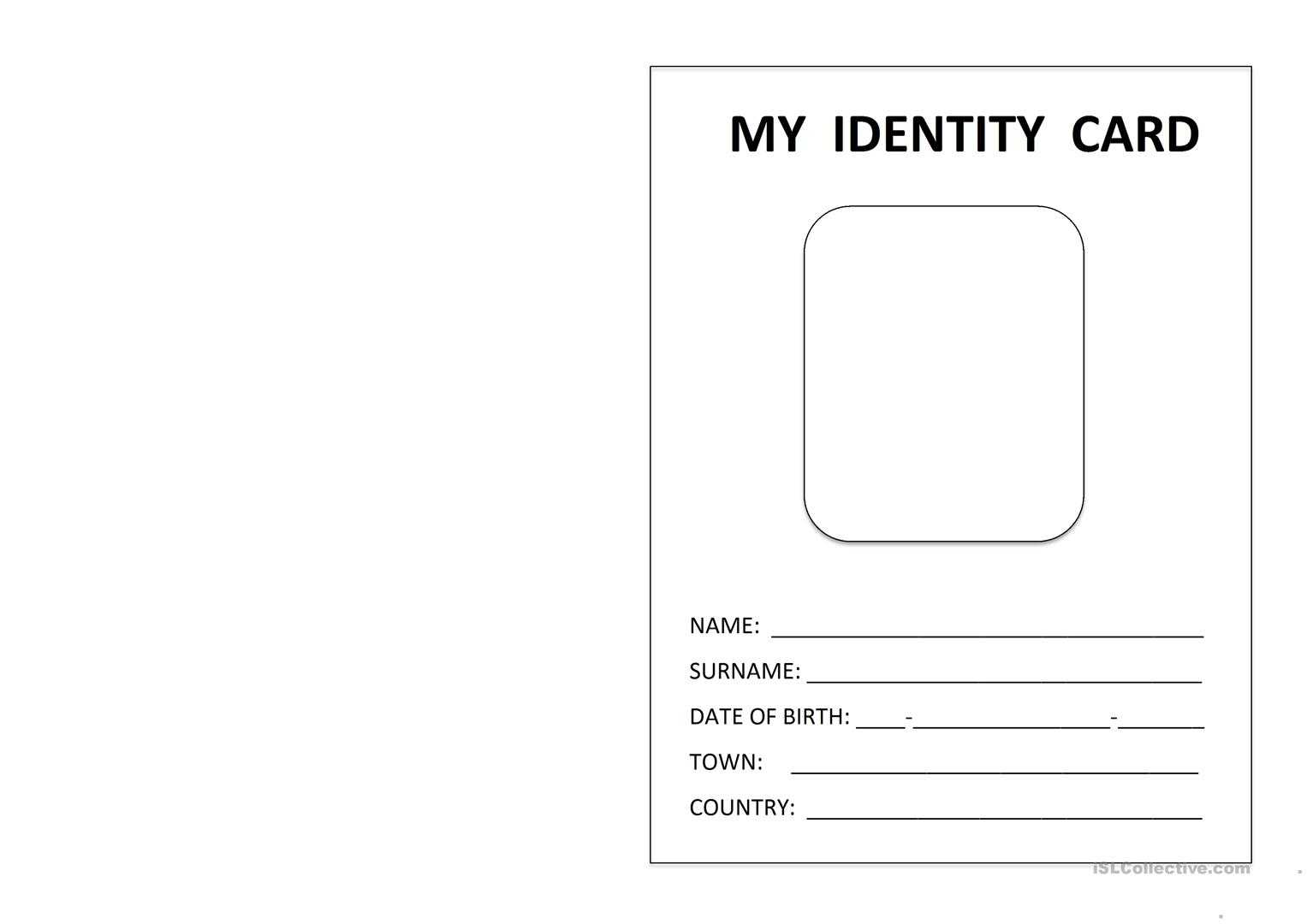 Printable Id Card – English Esl Worksheets For Distance Pertaining To Id Card Template For Kids