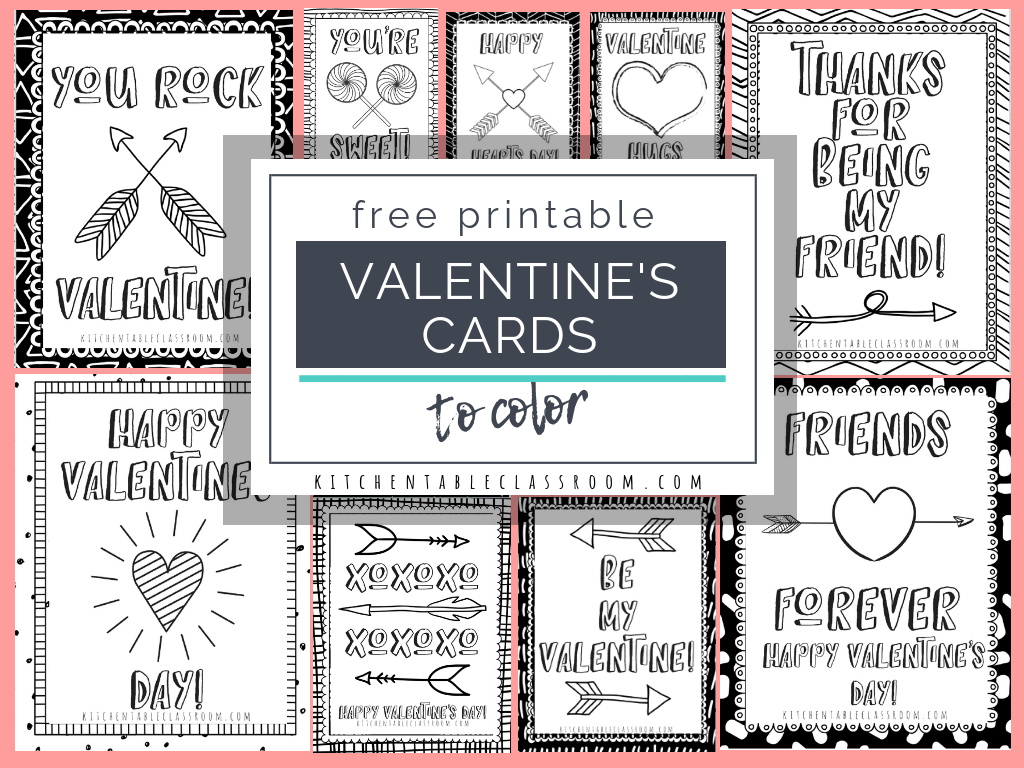 Printable Valentine Cards To Color – The Kitchen Table Classroom With Valentine Card Template For Kids