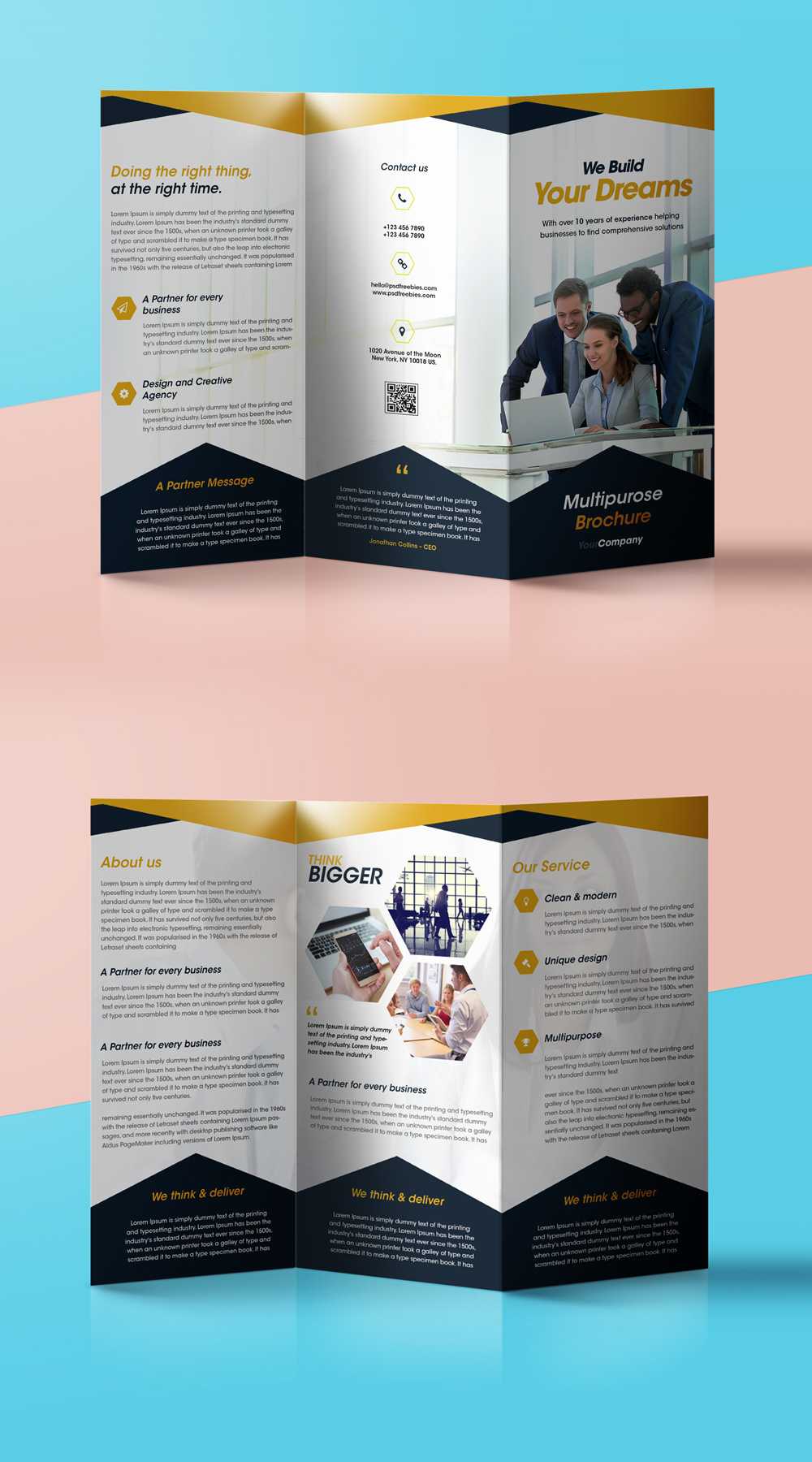 Professional Corporate Tri Fold Brochure Free Psd Template Intended For Brochure 3 Fold Template Psd