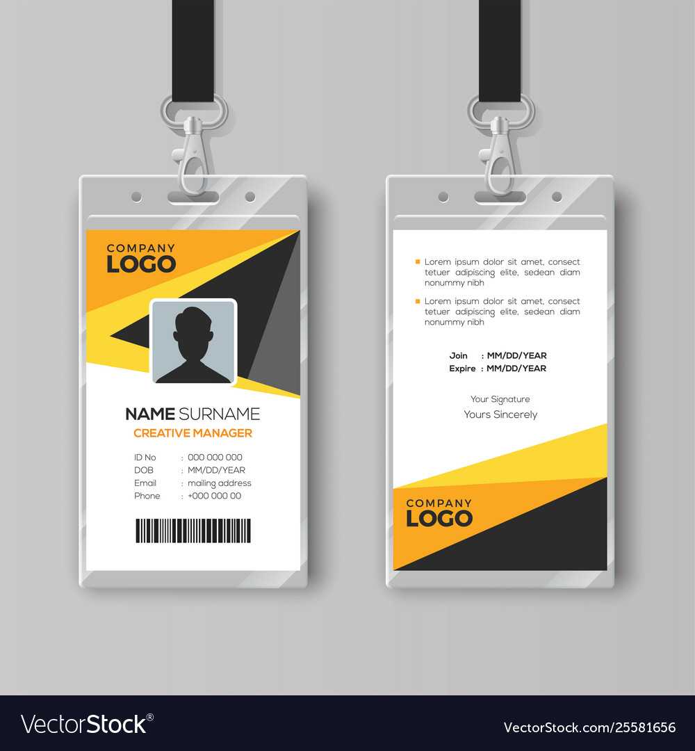 Professional Id Card Template With Yellow Details For Id Card Template Ai