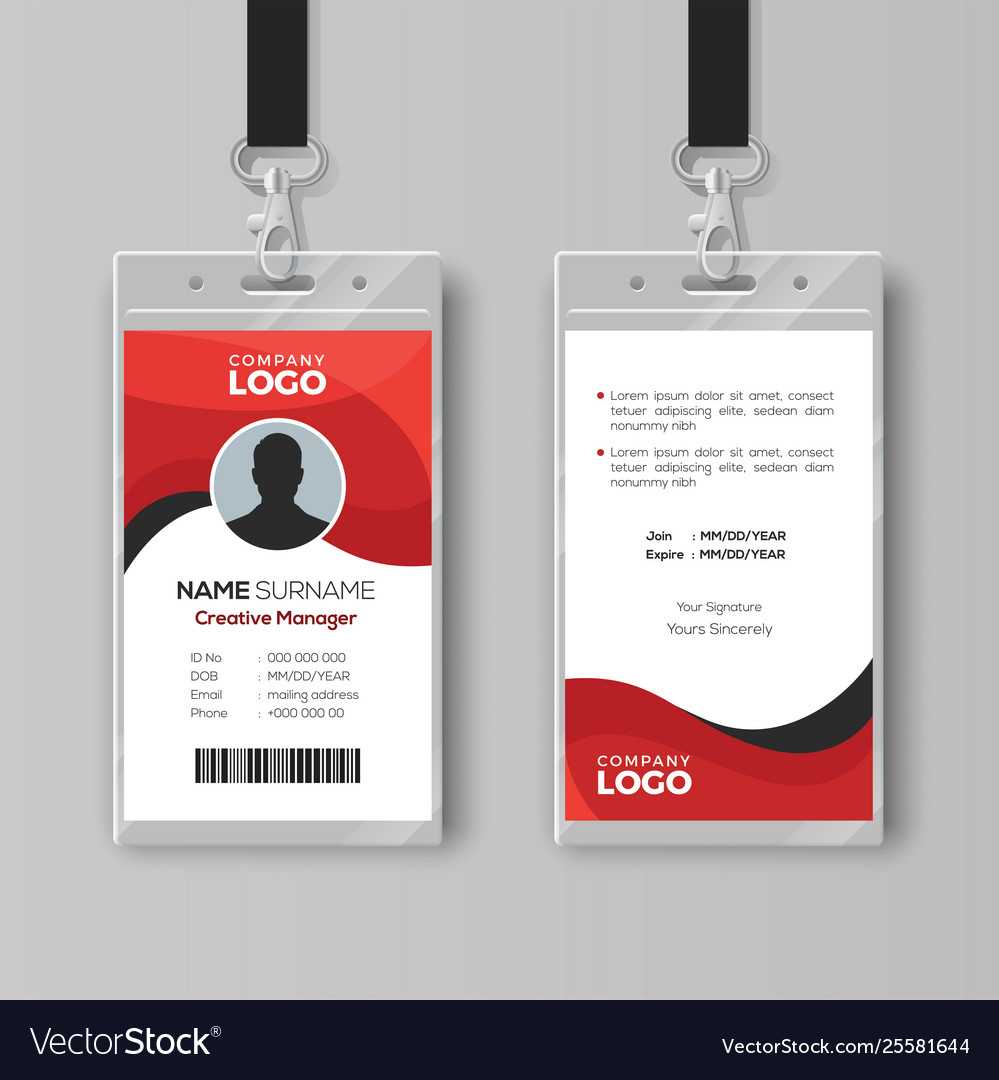 Professional Identity Card Template With Red Inside Photographer Id Card Template