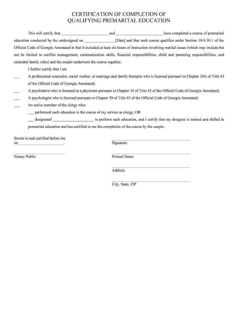 Proof Of Marriage Counseling Letter – Fill Out And Sign Printable Pdf  Template | Signnow In Premarital Counseling Certificate Of Completion Template