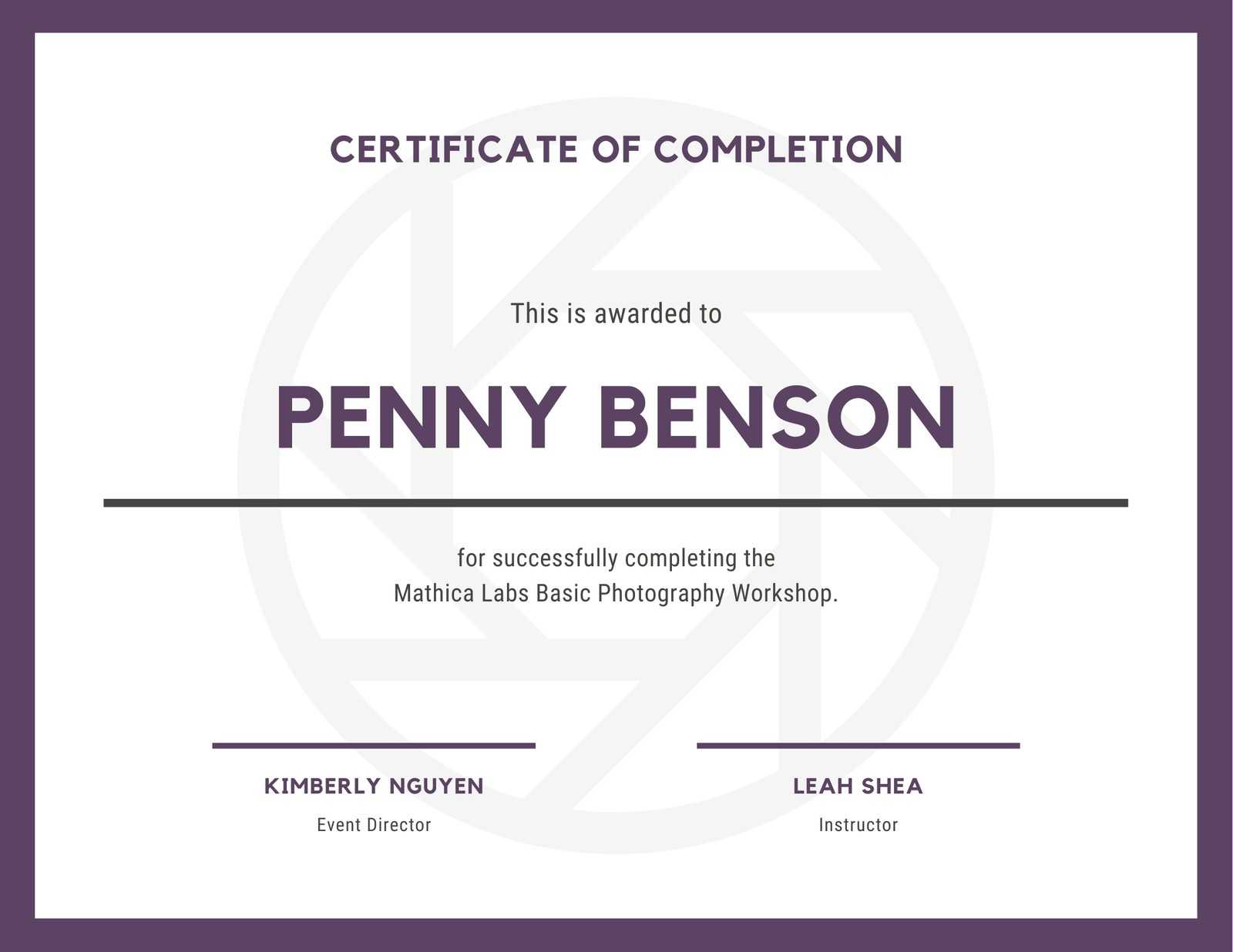 Purple Shutter Workshop Certificate - Templatescanva For Workshop Certificate Template