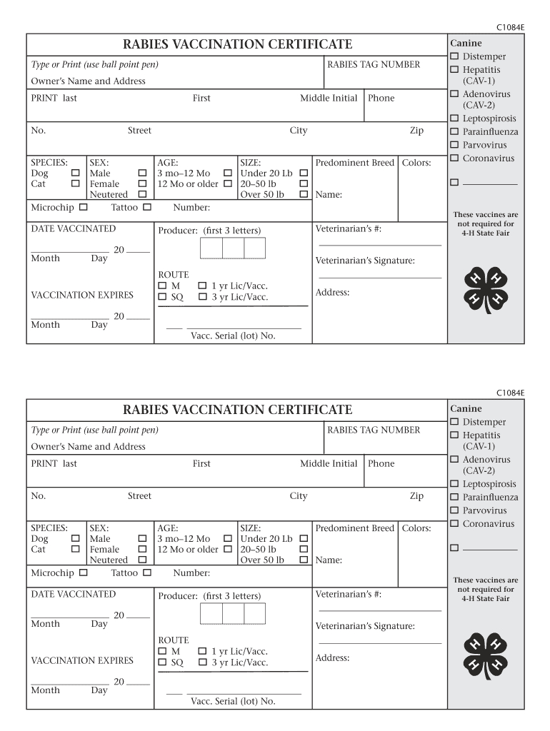 Rabies Vaccination Certificate – Fill Out And Sign Printable Pdf Template |  Signnow With Regard To Certificate Of Vaccination Template