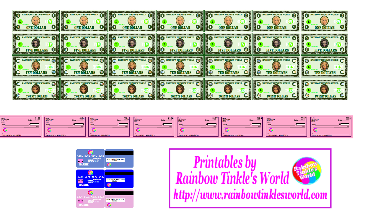 Rainbow Tinkle's World: Get That Money! Diy Miniature Barbie In Credit Card Template For Kids
