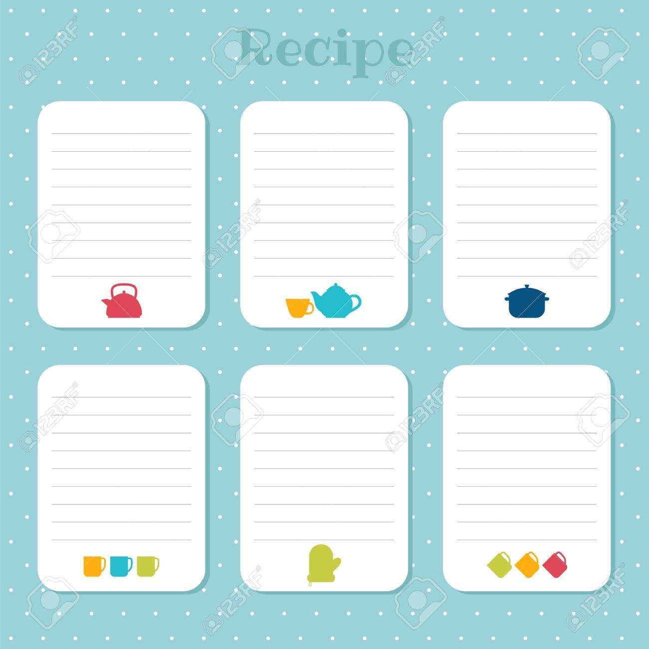 Recipe Cards Set. Cooking Card Templates. For Restaurant, Cafe,.. Inside Restaurant Recipe Card Template