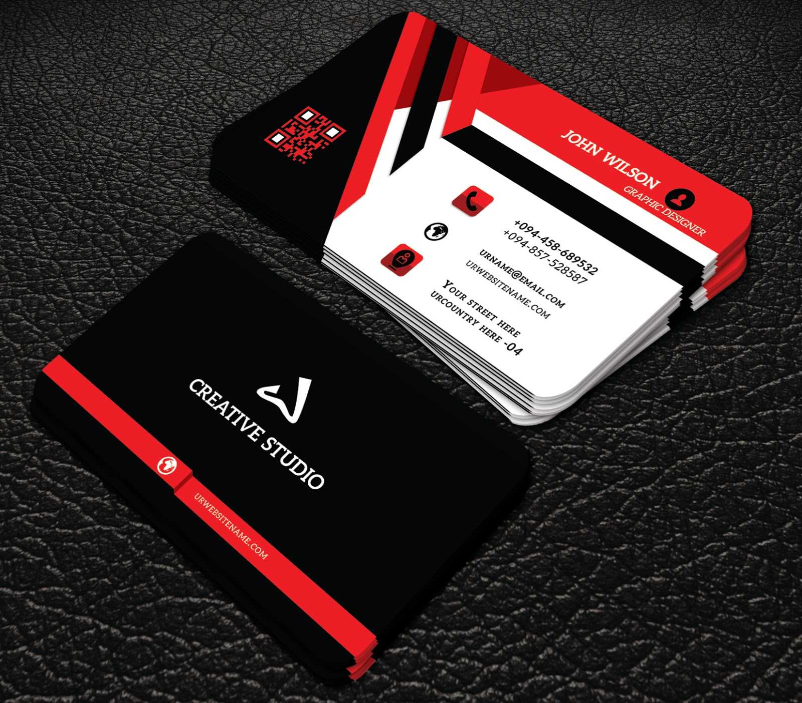 Red And Black Colour Professional Business Cards Free With Regard To Professional Business Card Templates Free Download