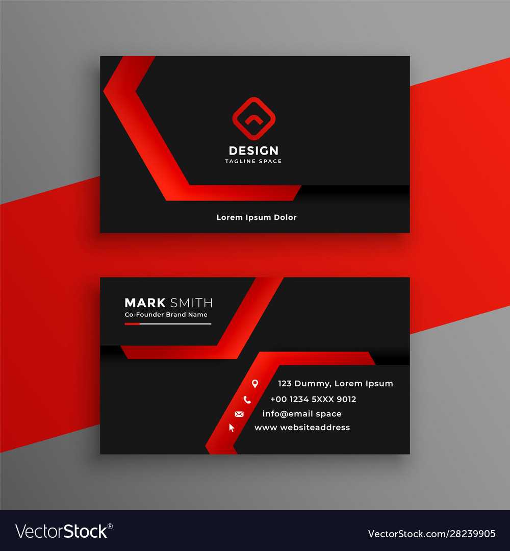 Red And Black Geometric Business Card Template With Adobe Illustrator Business Card Template