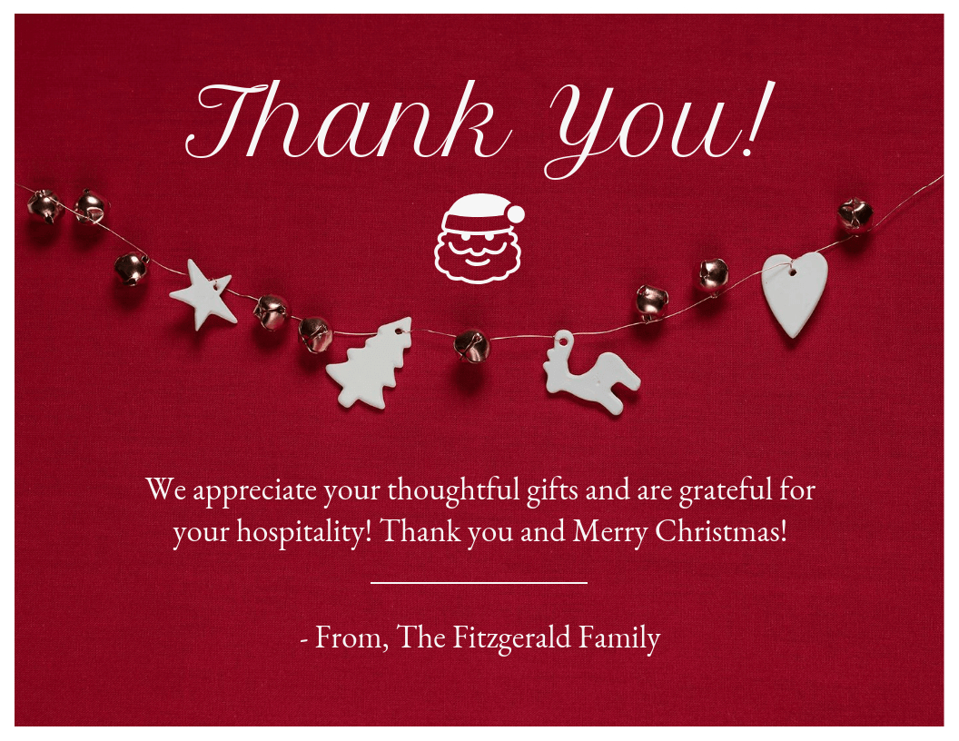 Red Christmas Thank You Card Template Throughout Thank You Note Cards Template