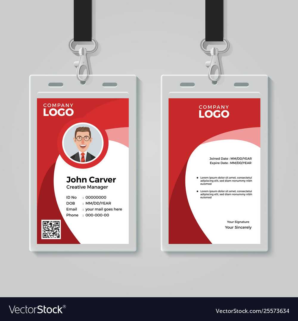 Red Corporate Id Card Template Inside Work Id Card Template