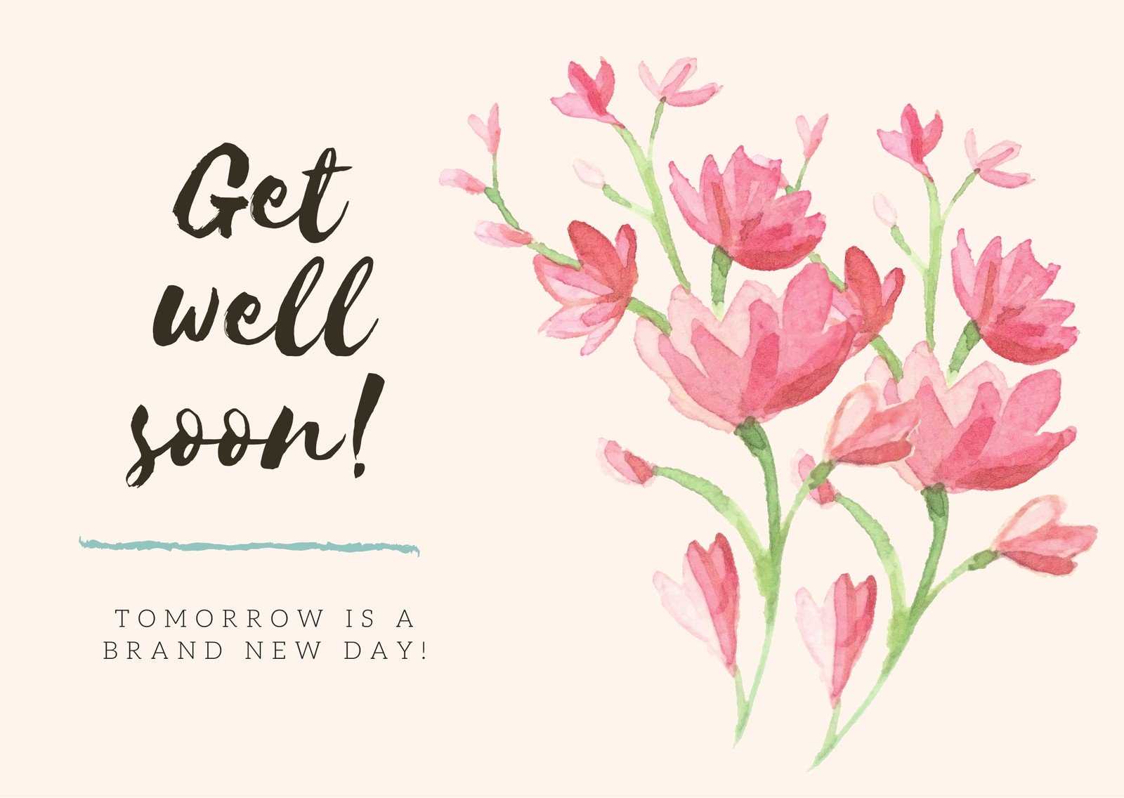 Red Flowers Get Well Soon Card – Templatescanva Within Get Well Card Template