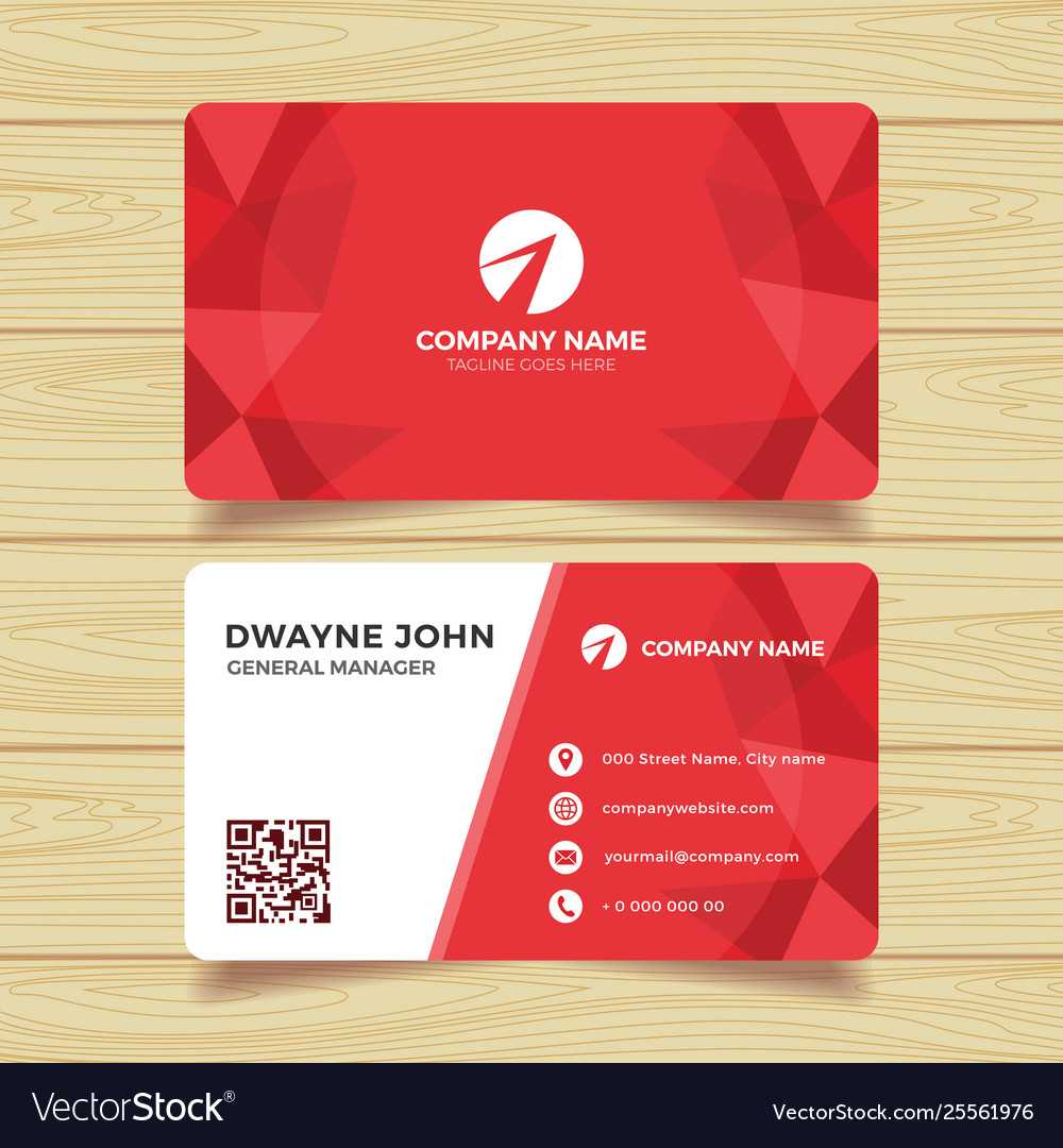Red Geometric Business Card Template Intended For Template For Calling Card