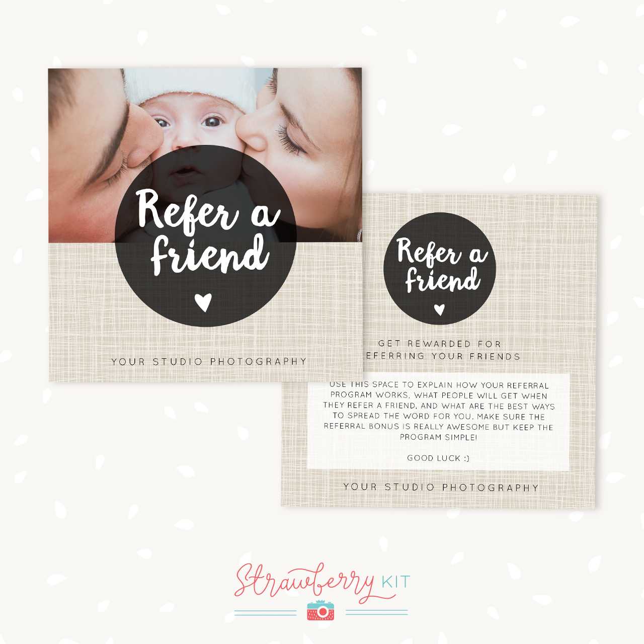 Referral Cards Photoshop Template – Strawberry Kit With Referral Card Template